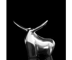 DESIGN DELIGHTS DEKORATIVER BRIEFBESCHWERER Bull Dekofigur Bulle aus Aluminium Silber