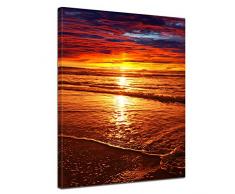 Kunstdruck - Sonnenuntergang - Bild auf Leinwand - 60x80 cm 1 teilig - Leinwandbilder - Bilder als Leinwanddruck - Wandbild von Bilderdepot24 - Urlaub, Sonne & Meer - Landschaft - prächtiger Sonnenuntergang über dem Meer