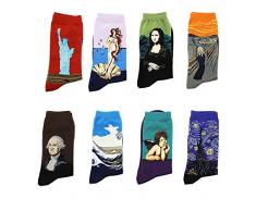LJ Sport Kunst Socken Unisex Gedruckt Muster Retro Malerei Serie Ölgemälde Baumwolle Damen und Herren Socken EINWEG
