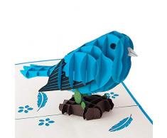 Blauer Vogel hochwertiges Geschenk für Frauen und Männer detailreich und lebendig - Lustiges und kleines Geschenk für Geburtstage, Glückwunsch - Mit Umschlag und Folie zum sofort Verschenken!