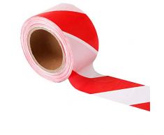 Topsoon Warnband 70 mm x 200 m Rot und Weiß nicht Klebend Absperrband