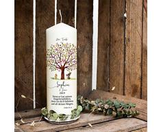 ilka parey wandtattoo-welt Taufkerze Kerze zur Taufe Baum rosa Hase Entchen Wunschname Spruch individualisierbar wk121 - ausgewählte Größe: *1. Taufkerze*