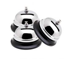 Rezeptionsklingel, Tischglocke mit klarem Klang, verchromte Tischklingel für Hotels & Bars, Metall, Silber, Schulen, Restaurants, Krankenhäuser, Hundetraining (3 Stücke)