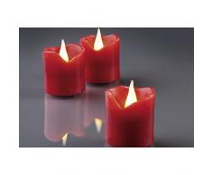 HELLUM 572117 Rote LED-Wachskerzen 6er-Set, leicht flackerndes Gelblicht, batteriebetrieben (inkl.)