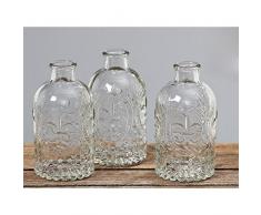 3 Stück, vintage-Stil, gehämmert, Glas klar Blume Vasen/Tischdekoration