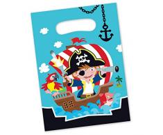 Amakando 8 Piraten-Partytüten / ca. 16 x 23 cm / Bunte Geschenktaschen Seeräuber / Ideal zu Kinderpartys & Kindergeburtstag