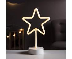 Lights4fun 94er LED Neon Stern Batteriebetrieb Nachtlicht Timer 31cm