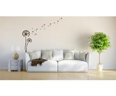 INDIGOS UG - Wandtattoo Wandsticker Wandaufkleber Aufkleber - Wandaufkleber 2 x Pusteblume Löwenzahn + 25 Blüten - schöne Blumen für Ihre Wohnung - 180cm 120cm braun E922