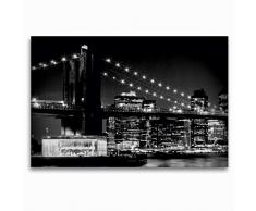 Premium Textil-Leinwand 120 x 80 cm Quer-Format NYC Brooklyn Bridge und Manhattan Skyline | Wandbild, HD-Bild auf Keilrahmen, Fertigbild auf hochwertigem Vlies, Leinwanddruck von Melanie Viola