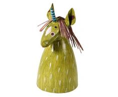 Schick-Design Zaunhocker Einhorn aus Blech 20 cm Figur Metall Deko Garten Balkon Dekofigur Pferd Pfostenhocker