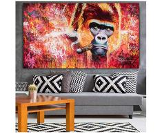 Wandkunst Graffiti Monkey Gorilla Smoking Gemälde Street Art Ölgemälde, Leinwand Moderne Pop Poster Bild An Der Wand 70X120 Cm Ungerahmt