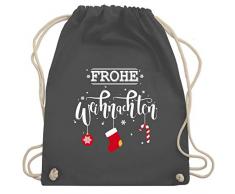 Weihnachten & Silvester - Frohe Weihnachten Lettering - Unisize - Dunkelgrau - weihnachtskugeln anthrazit - WM110 - Turnbeutel und Stoffbeutel aus Baumwolle