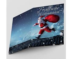 A4 XXL Weihnachtskarte WEIHNACHTSMANN mit Umschlag - edle Klappkarte für Kollegen Freunde Verwandte - Fröhliche Weihnachten Karte von BREITENWERK
