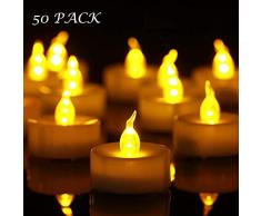 YHY LED Kerzen,50 Pack Flammenlose LED Candles Battery Operated Tea Lights Candles Long Lasting Tealight for Wedding Holiday Party Home Decoration (Warm Yellow)