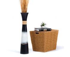 Leewadee Große Bodenvase für Dekozweige hohe Standvase Design Holzvase 75 cm, Mangoholz, schwarz