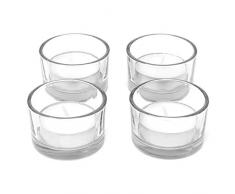 Set von 12 Kreis Teelicht Kerzenhalter | Ideal für Hochzeiten, Inneneinrichtungen, Partys, Tischdekoration und Geschenke Luxus Klarglas | Modernes Design | M&W