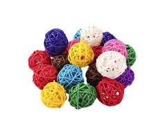 VOSAREA 50 Stücke Rattankugel Bunte Dekokugeln Wicker Rattan Ball Kugeln Hochzeit Tischdeko Streudeko Party Hängedeko Aromatherapie Duft DIY Handwerk 3cm