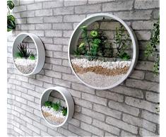 3 pacs Rund Metall Wand Blumentöpfe,Transparent Glas Pflanzgefäße Kunst Wandvase Von Blumen Bonsai Succulents Kräuter Farn Air Plant Töpfe Mit Creative Modern Wand-Dekor Für Office Home Haus Zimmer