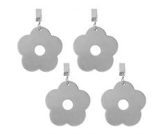 YOOJIA 4 Stück Tischdeckengewichte schwer Edelstahl Tischtuchbeschwerer mit Klammer Tischdeckenhalter Clip Tischdeckenklammer Silber Blumen One Size