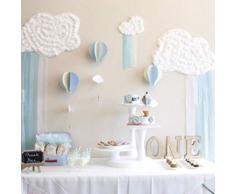 YeahiBaby Papier Girlande 3D Heißluftballon Form mit Wolken Stern Baby Mobile Decke Fenster Wand Hängende Deko 4 Stück