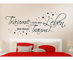 Grandora W3048 Wandtattoo Zitat Träume nicht dein Leben, lebe deine Traum weiß 100 x 39 cm