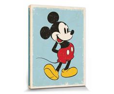 1art1 Set: Micky Maus, Retro Poster Leinwandbild Auf Keilrahmen (80x60 cm) + 1x Aktions-Home-Deko Artikel