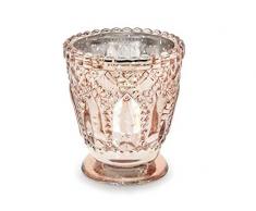 P&D 4 STK Kerzenhalter Rose Gold Glas Windlichter Hochzeitsdeko Teelichthalter Rosegold Kupfer rosa Gold Nostalgie Vintage Ornamente