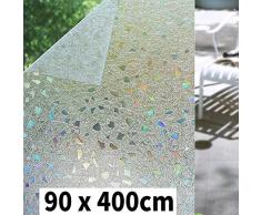 Shackcom 3D Fensterfolie Selbsthaftend Blickdicht Sichtschutz Sichtschutzfolie 90x400 cm Statisch Haftend Anti-UV Dekorfolie für Bad Küche Büro Zuhause-Farbeffekt unter Licht S170