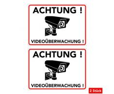 Achtung Videoüberwachung Aufkleber – Schild – Folie – Sticker ( Kameraüberwachung – Überwachungskamera – Alarmanlage – Alarmgesichert – Hinweisschild – Warnschild – Warnhinweis) für Türen, Fenster, Tore,