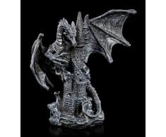 Fantasy Schwarze Drachen Figur sitzt auf Burg - Nobody is Save | Fantasy-Figur, Handbemalt