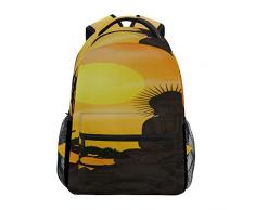 Rucksack Tasche Chinesische Vorlage Mit Buddha-Figur Bei Sonnenuntergang Vektor Rucksack Für Frauen wasserdichte Casual Daypacks Für Junge Mädchen
