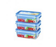 Emsa 508558 Clip & Close Frischhaltedosen | 3-teiliges Set | 3 x 1 L | -40 bis +100 Grad | Kunststoff | 100 % Dicht | Besondere Frische-Dichtung