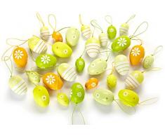 HEITMANN DECO Ostereier-Set - 30 Ostereier zum Aufhängen bunt gestreift und gepunktet - Ostern, Frühling - Deko aus Plastik