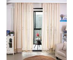 choicehot Moderne Groß Einfach Romantisch Leinen Quaste Beige Baumwolle Gardine für Schlafzimmer Kinderzimmer Empfangshalle Haus Fenster Dekoration（1 Stück，B150 x H255 cm）