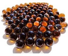 CRYSTAL KING Goldene Gold Braun Glasmurmeln Glaskugeln 16mm Durchmesser 500gr Dekokugeln Murmeln durchsichtig Kupfer farbene goldene klare Murmel Dekoglaskugel Dekoration Glaskügelchen