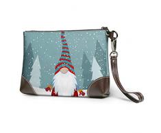 Echtleder-Geldbörse für Damen, mit Reißverschluss, lange Geldbörse, Vintage-Prägung, Rindsleder, handgefertigt, Clutch, Weihnachtswichtel