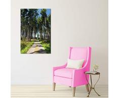 Wallario Leinwandbild Stiller Waldweg - 60 x 90 cm: Brillante lichtechte Farben, hochauflösend, verzugsfrei