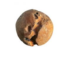 Rustikale Wurzelholzkugel Teakholz Deko Kugel Holzkugel massiv Asien Möbel 19cm