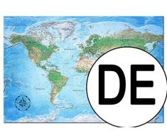 murando Weltkarte Pinnwand & Vlies Leinwand Bild 120x80 cm XXL Bilder mit Kork Rückwand Set mit 50 Markierfähnchen-Pinnnadeln Korktafel Kunstdruck Wandbilder Lernkarte Reise Landkarte k-A-0154-p-a