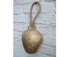 Schöne, große Kuhglocke, Glockenschelle, Eisen brossiert, Edelrost, Lederband