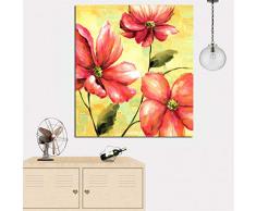 RQMQRL Druck Abstrakt Rot Blume Ölgemälde Auf Leinwand Kunst Poster Moderne Stilleben Wand Bild Für Wohnzimmer Wandkunst Dekorativ