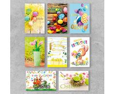 PremiumLine Grußkarten Ostern Set 8 Stück inkl. Umschlag Frohe Ostern 11,5 x 17,5 cm Osterkarten Osterhase Ostereier