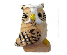 Eulen Eule 4 Stück im Set, handgeschnitzt, Glasaugen, handbemalt, ca. 4,5 cm hoch, Waldkauz, Waldvogel, Eule, geschnitzte Tiere, Holzfiguren, Holzspielzeug, ökologisch, Souvenir, Made in Germany, Schnitzkunst, Kunsthandwerk,
