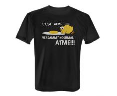 Atme, verdammt nochmal, atme! - Herren T-Shirt von Fashionalarm | Fun Shirt Spruch Spaß Küken Eier Tiere, Farbe:schwarz;Größe:4XL