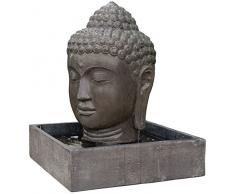 korb.outlet Wasserlauf Steinguss Buddha Kopf/Angkor Watt Brunnen für Haus und Garten/Zimmer-brunnen Indoor & Outdoor (Becken 70x70 Kopf 50x50x75)
