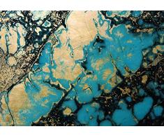 Queence | Acrylglasbild mit Blattgold | Wandbild Glasbild Acrylbild Rahmenlos | Abstrakte Kunst | Druck auf Acrylglas | Goldveredelung | Größe: 60x40 cm