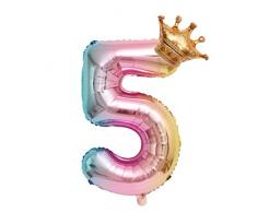 Igemy Folienballons Hochzeit Rosa[32 Zoll], Luftballons mit Kronenanzahl Alles Gute zum Geburtstag Party Dekoration, Herzballons Heliumballons Herzluftballons (bunt 5)