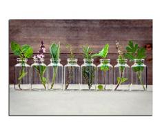 PIX Visions Leinwand Bild Bilder Küchenkräuter Kräuter Gewürze Küchenbild Gläser Glas Basilikum Rosmarin Küche Gewürz XXL Wandbild Kunstdruck Leinwandbild Fotodruck (60x40 cm)