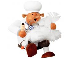 KWO Olbernhau 21590 Räuchermännchen Kantenhocker Koch mit Gans, 17 cm