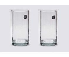 Maison Zoe Mundgeblasene und Handgefertigte Glasvase Zylinder Ø10cm - 2er Set - 20cm hoch - Blumenvase - Deko & Hochzeit
